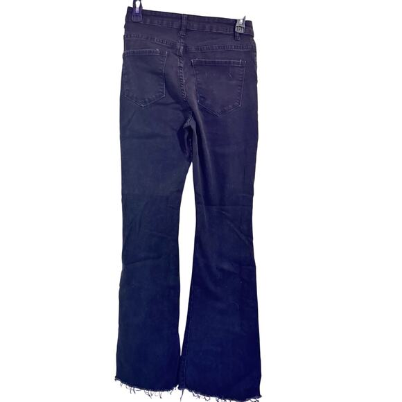 KUNMI Black Stretch Button Fly Flare Jeans  Sz 4 - Picture 3 of 7